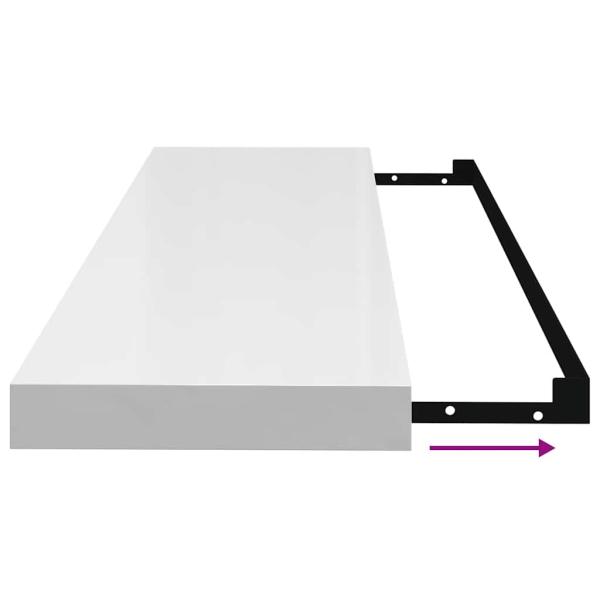 Schweberegale 2 Stk. Hochglanz-Weiß 90x23,5x3,8 cm MDF