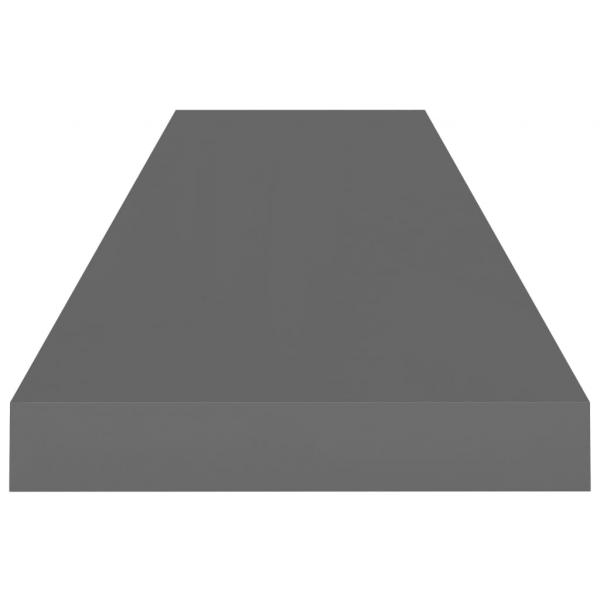 Schwebendes Wandregal Hochglanz-Grau 90x23,5x3,8 cm MDF