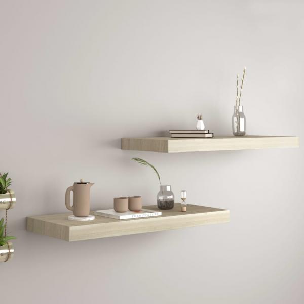ARDEBO.de - Schwebende Wandregale 2 Stk. Eichefarben 60x23,5x3,8cm MDF