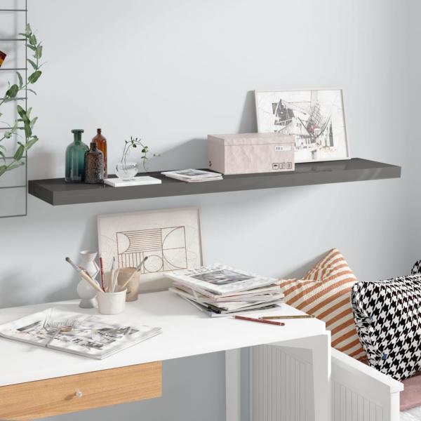 ARDEBO.de - Schweberegal Hochglanz-Grau 120x23,5x3,8 cm MDF