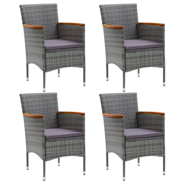 ARDEBO.de - Garten-Essstühle 4 Stk. Poly Rattan Grau