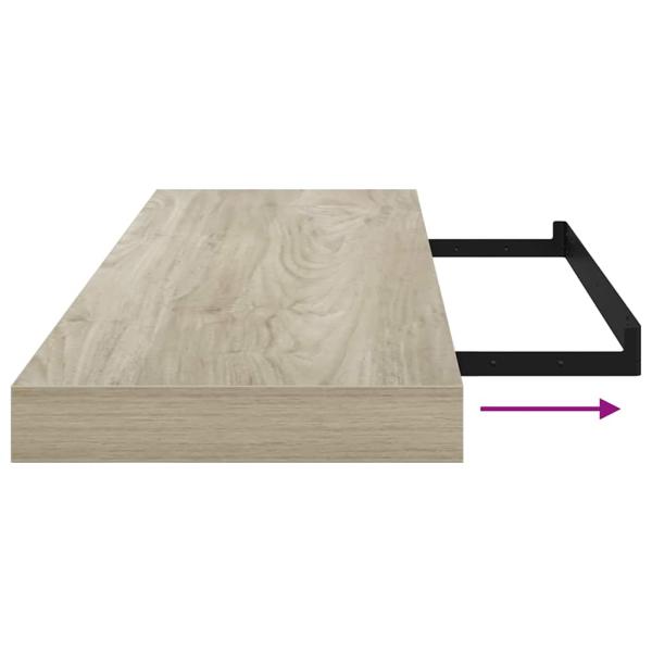 Schweberegale 2 Stk. Eiche-Optik 80x23,5x3,8 cm MDF
