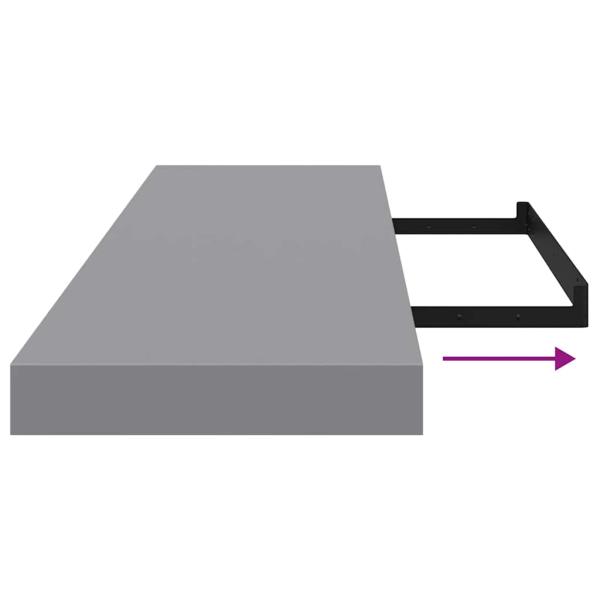 Schwebende Wandregale 2 Stk. Grau 90x23,5x3,8cm MDF