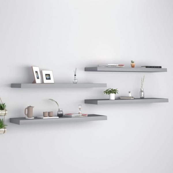 ARDEBO.de - Schwebende Wandregale 4 Stk. Grau 90x23,5x3,8cm MDF