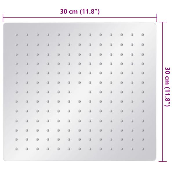 Regenbrause Edelstahl 304 30x30 cm Quadrat