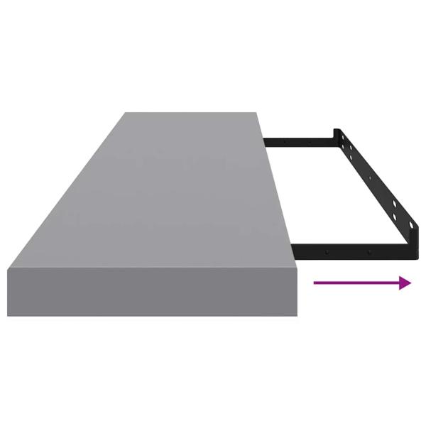 Schwebendes Wandregal Grau 120x23,5x3,8 cm MDF