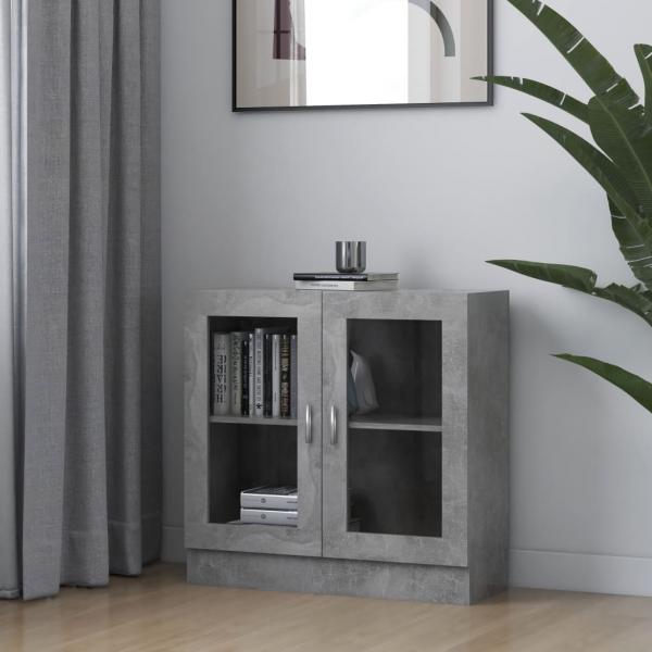 ARDEBO.de - Vitrinenschrank Betongrau 82,5x30,5x80 cm Holzwerkstoff