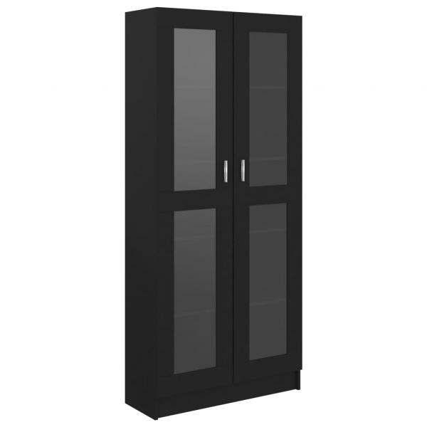 ARDEBO.de - Vitrinenschrank Schwarz 82,5x30,5x185,5 cm Holzwerkstoff
