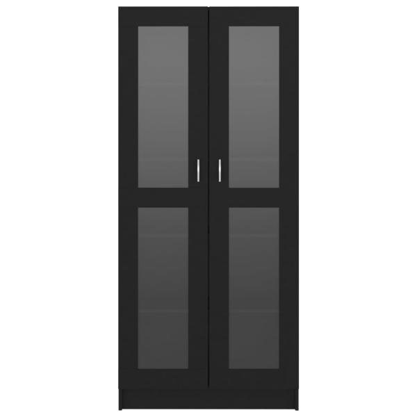 Vitrinenschrank Schwarz 82,5x30,5x185,5 cm Holzwerkstoff