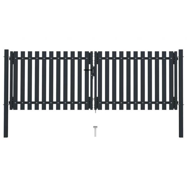 ARDEBO.de - Doppelflügel Zauntor Stahl 306x125 cm Anthrazit