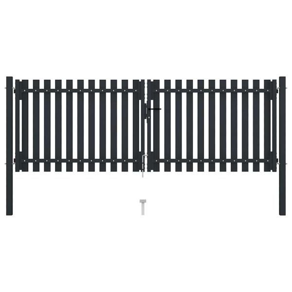 Doppelflügel Zauntor Stahl 306x150 cm Anthrazit