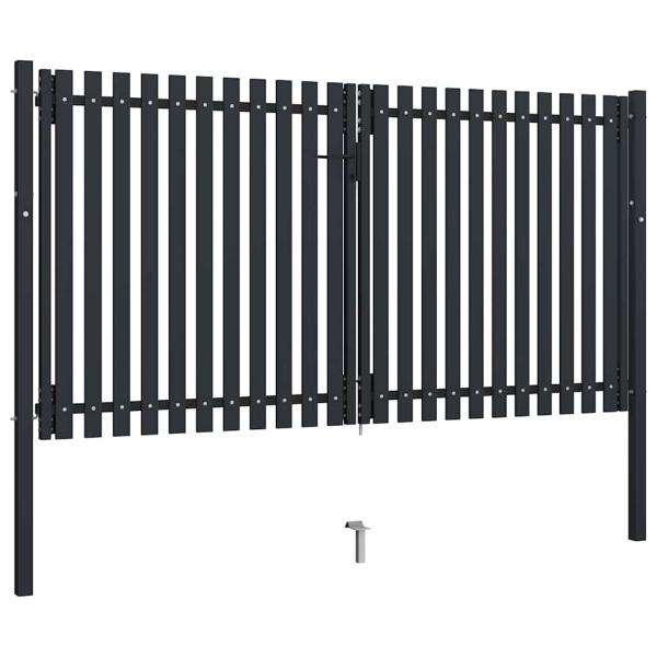 Doppelflügel Zauntor Stahl 306x200 cm Anthrazit