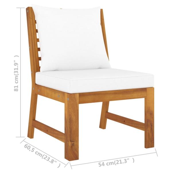 5-tlg. Garten-Lounge-Set mit Auflagen Creme Massivholz Akazie