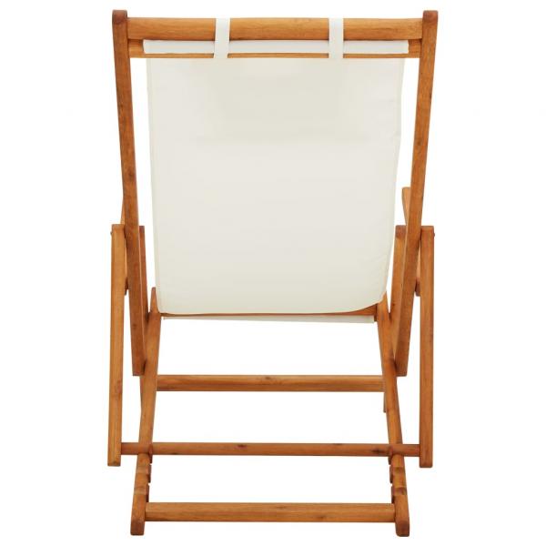 Klappbarer Strandstuhl Eukalyptus Massivholz und Stoff Creme