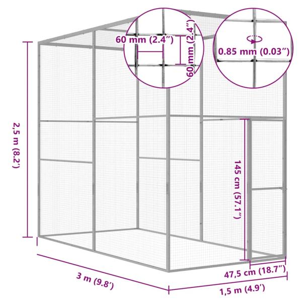 Katzenkäfig 3x1,5x2,5 m Verzinkter Stahl