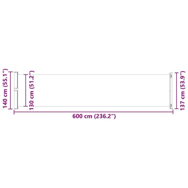 Ausziehbare Seitenmarkise 140x600 cm Creme