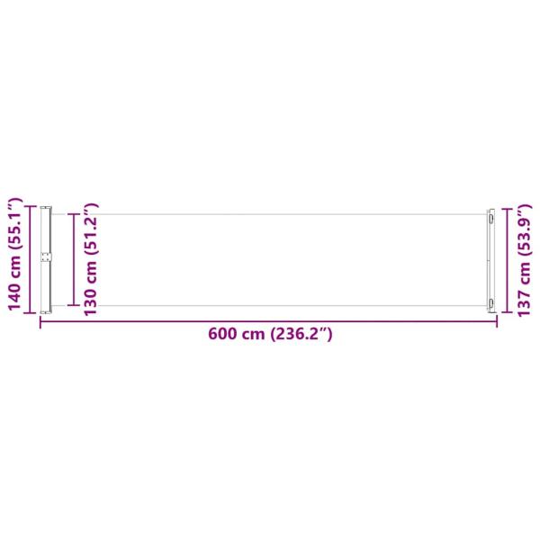 Ausziehbare Seitenmarkise 140x600 cm Grau