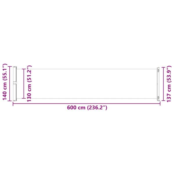 Ausziehbare Seitenmarkise 140x600 cm Braun