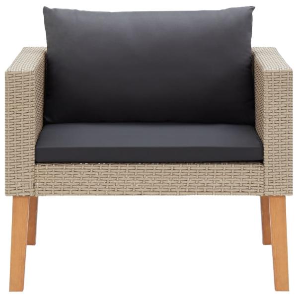 4-tlg. Garten-Lounge-Set mit Auflagen Poly Rattan Beige
