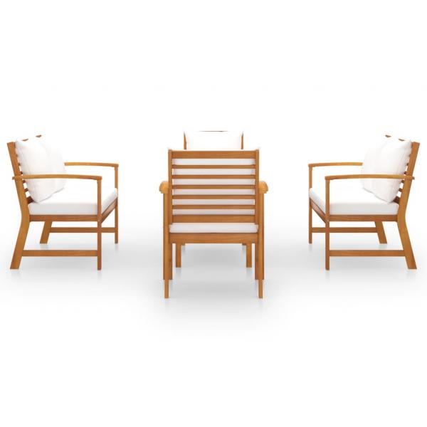 5-tlg. Garten-Lounge-Set mit Auflagen Massivholz Akazie