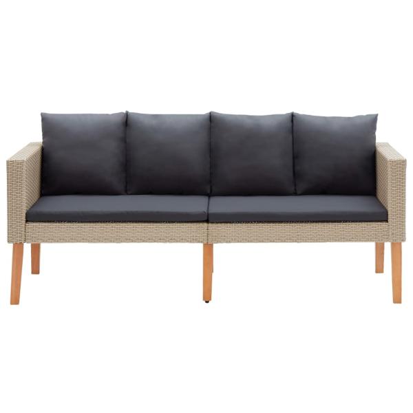 4-tlg. Garten-Lounge-Set mit Auflagen Poly Rattan Beige
