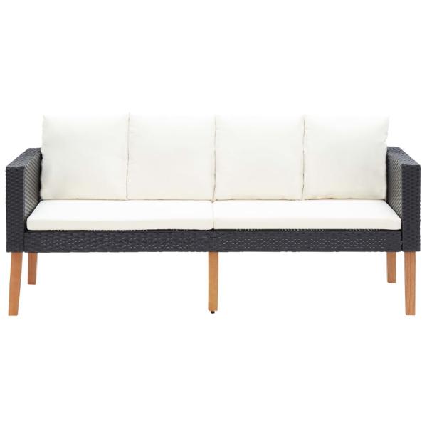 5-tlg. Garten-Lounge-Set mit Auflagen Poly Rattan Schwarz