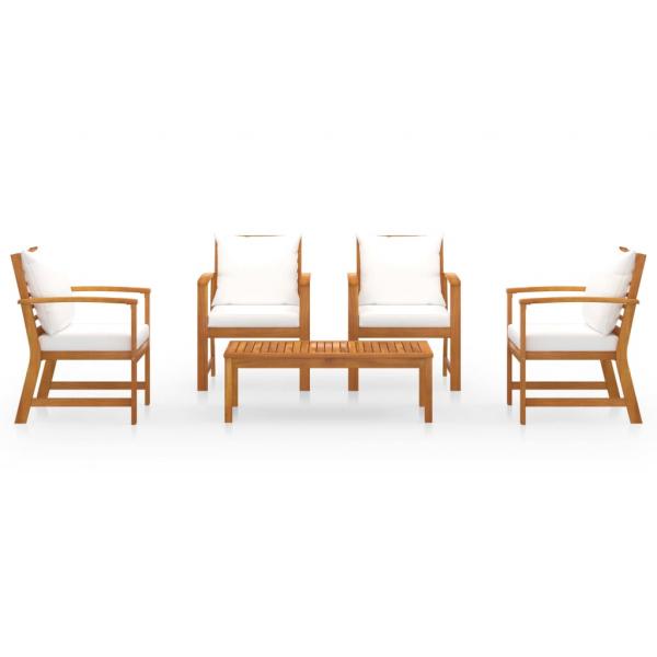 5-tlg. Garten-Lounge-Set mit Auflagen Massivholz Akazie