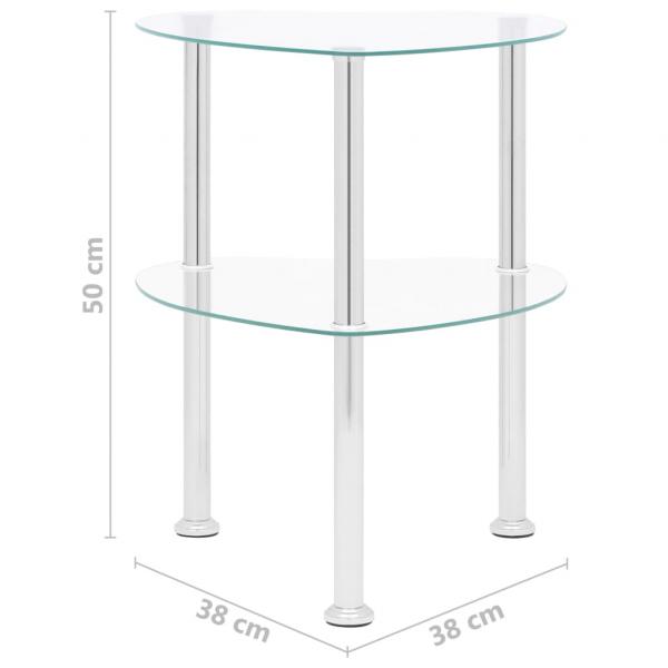 Beistelltisch mit 2 Ablagen Transparent 38x38x50 cm Hartglas