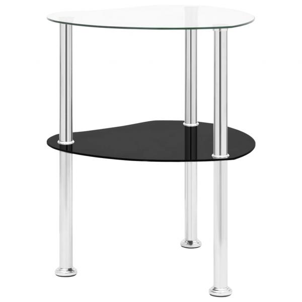 ARDEBO.de - Beistelltisch mit 2 Ablagen Transparent 38x38x50 cm Hartglas