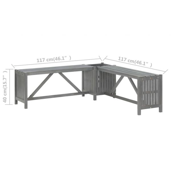 Garten-Eckbank mit Pflanzkübel 117 cm Massivholz Akazie Grau