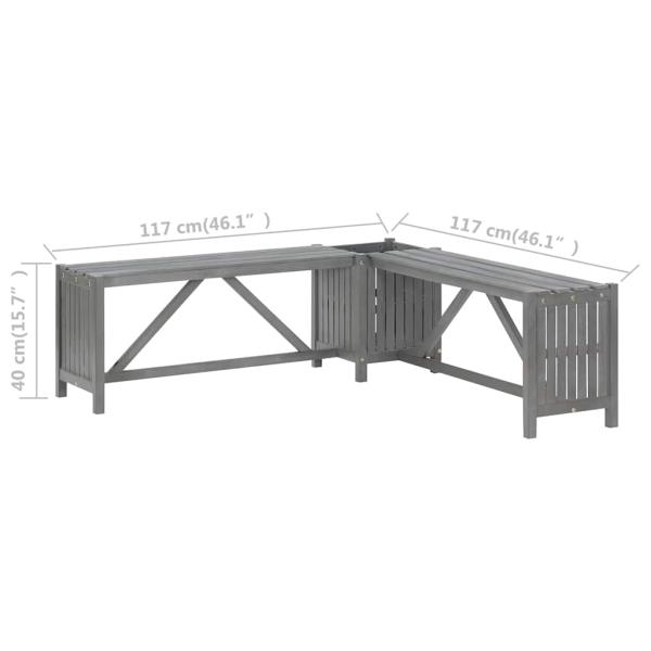 Garten-Eckbank mit Pflanzkübel 117 cm Massivholz Akazie Grau