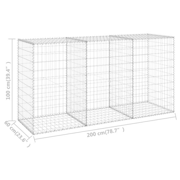 Gabionenwand mit Abdeckung Verzinkter Stahl 200x60x100 cm