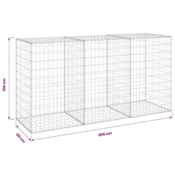 Gabionenwand mit Abdeckung Verzinkter Stahl 200x60x100 cm