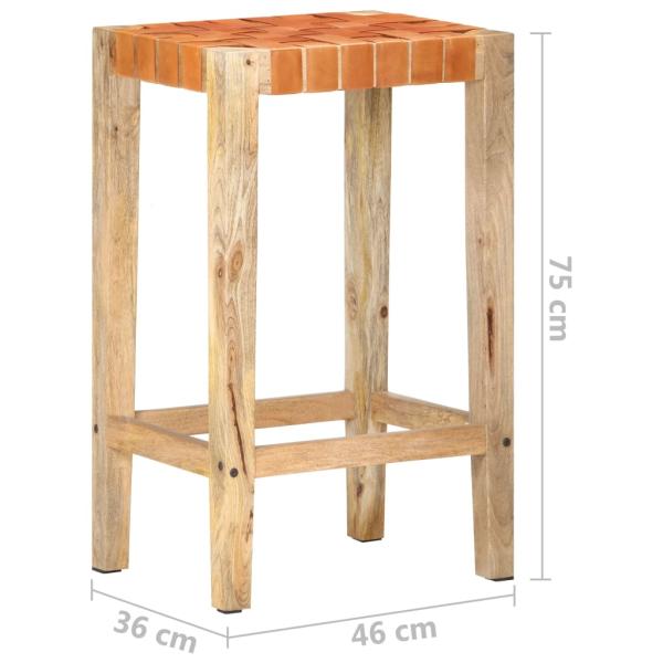 Barhocker 2 Stk. Braun Echtleder 75 cm 