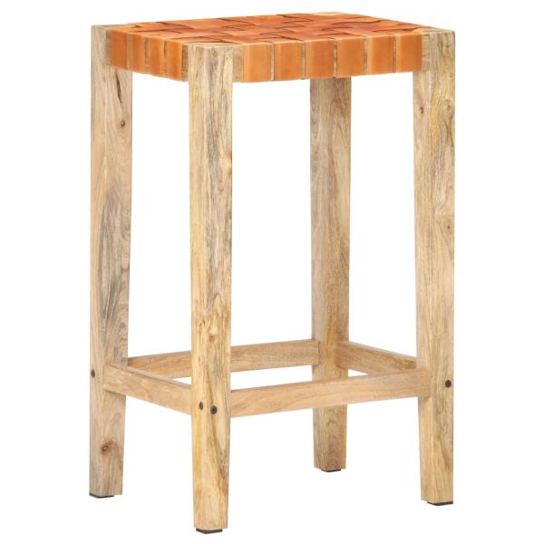 Barhocker 2 Stk. Braun Echtleder 75 cm 