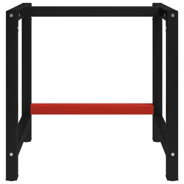 Werkbankgestell Metall 80x57x79 cm Schwarz und Rot