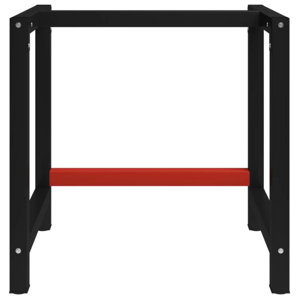 Werkbankgestell Metall 80x57x79 cm Schwarz und Rot