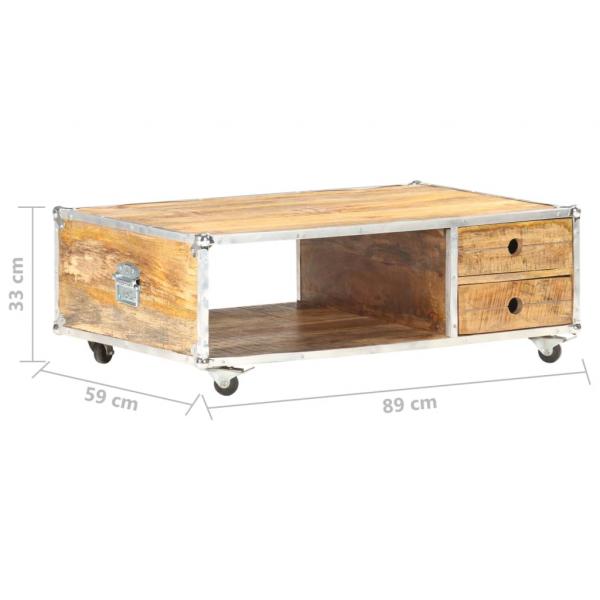 Couchtisch 89x59x33 cm Massives Raues Mangoholz 