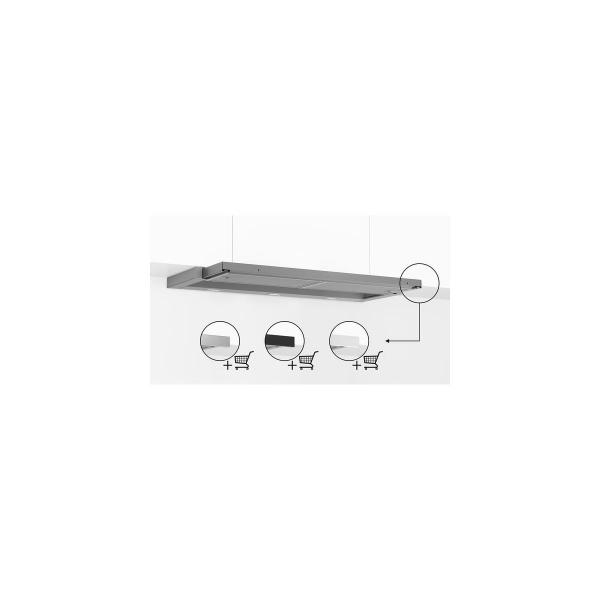 Bosch DFL094A51 EEK: A Flachschirmhaube, 90cm breit, Ab-/Umluft, EcoSilence Drive, Intensivstufe, silbermetallic