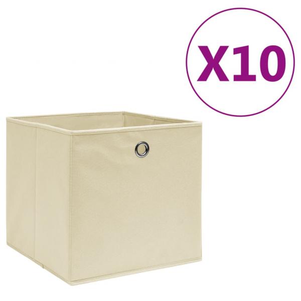 ARDEBO.de - Aufbewahrungsboxen 10 Stk. Vliesstoff 28x28x28 cm Creme