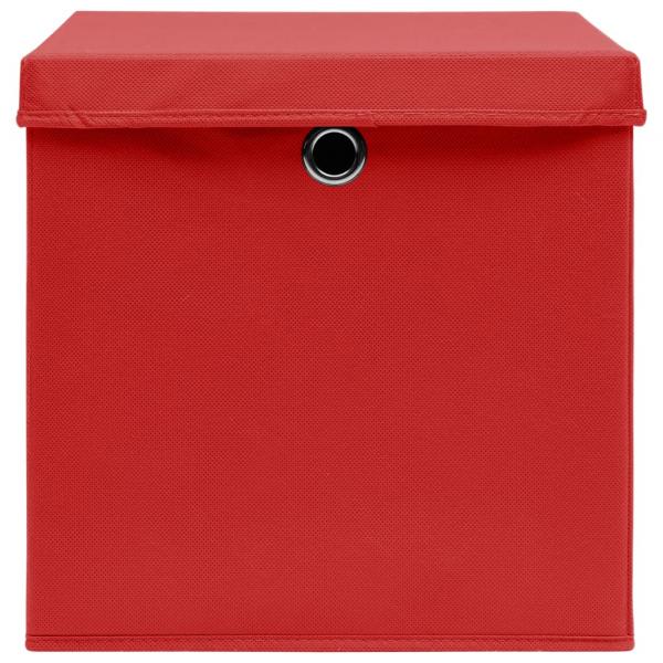 Aufbewahrungsboxen mit Deckeln 4 Stk. 28x28x28 cm Rot