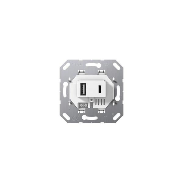 ARDEBO.de Gira 234900 Einsatz USB-Spannungsversorgung 2fach Typ A / Typ C, System 55, weiß