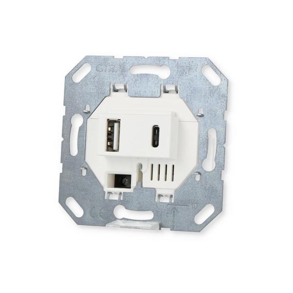 Gira 234900 Einsatz USB-Spannungsversorgung 2fach Typ A / Typ C, System 55, weiß