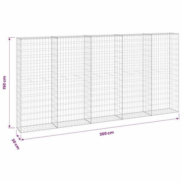 Gabionenwand mit Abdeckung Verzinkter Stahl 300x30x150 cm