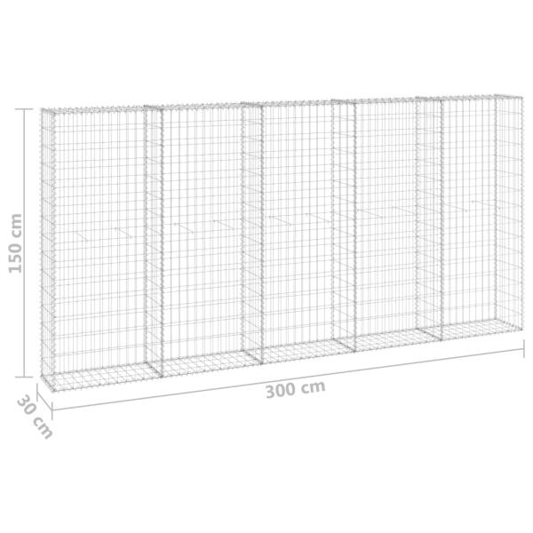 Gabionenwand mit Abdeckung Verzinkter Stahl 300x30x150 cm