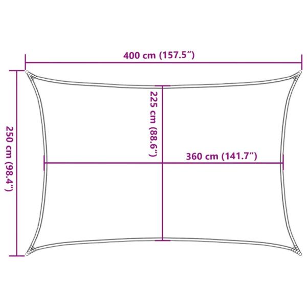 Sonnensegel 160 g/m² Creme 2,5x4 m HDPE 