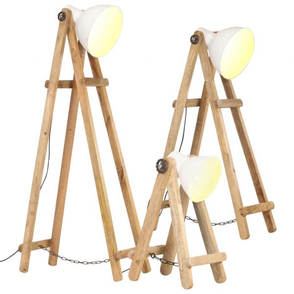 ARDEBO.de - Stehlampen 3 Stk. Weiß E27 Mango Massivholz 