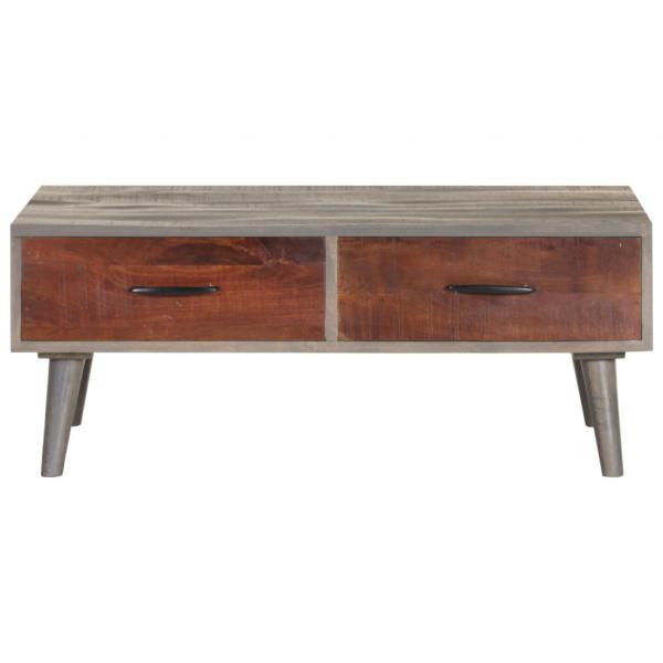 Couchtisch Grau 100x60x40 cm Raues Mango-Massivholz