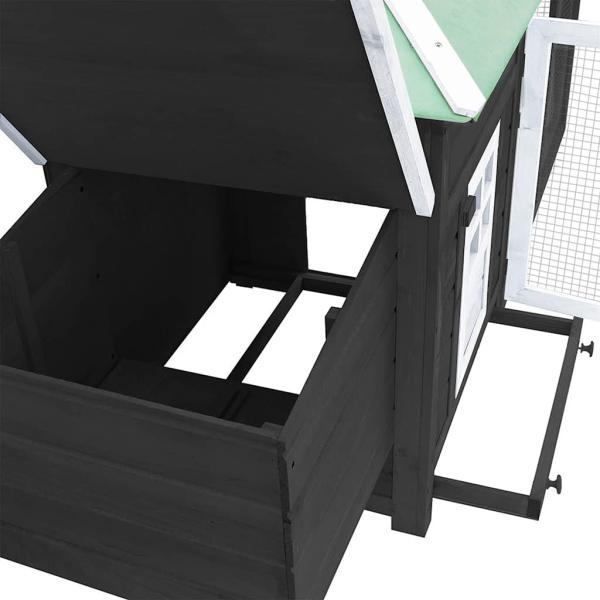 Hühnerstall mit Legenest Grau 190x72x102 cm Tanne Massivholz