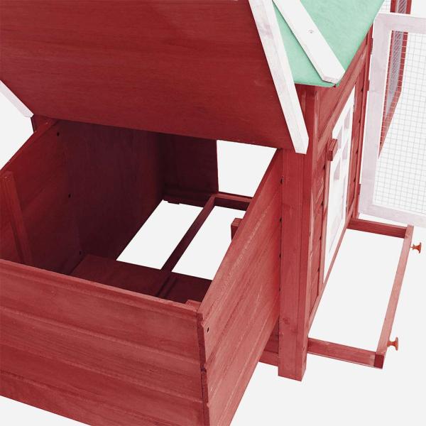 Hühnerstall mit Hühnernest Rot 190x72x102 cm Tanne Massivholz 